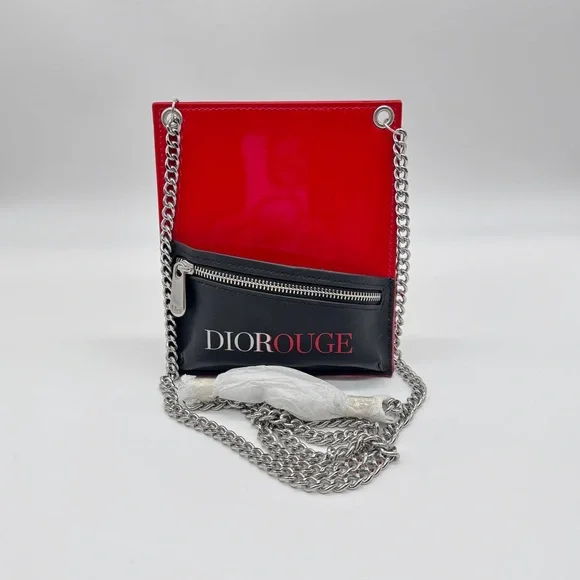 Dior Rouge Chain Red and Black Makeup Bag